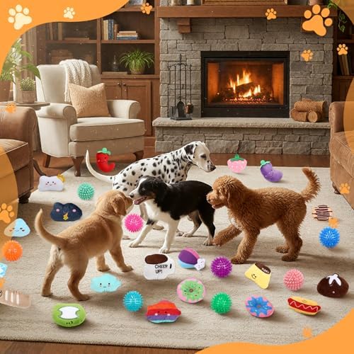 Hungdao 80 Pcs Dog Squeaky Toys Bulk for Small Dogs, Plush Chew Toys