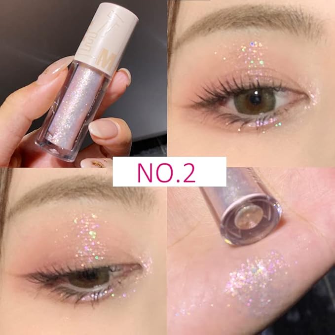5pcs Liquid Glitter Eyeshadow set- Sparkling Metallic High Pigmented Glitter Eye Shadow Korean Crystals Makeup, Quick Drying Long Lasting Creates High-Impact Multi Dimensional Eye Looks