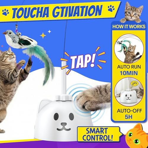 CATPICK Automatic Interactive Cat Toy, Flying Bird Wand for Indoor Cats