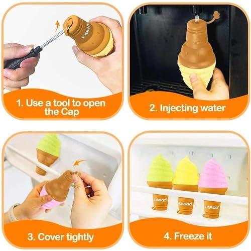 LaRoo Dogs Toys for Summer Cooling, Frozen Dog Toys, Full with Water Frozen, Prevention of Heat Stroke Upgraded Teething Chew Toy (Ice Pop Shape-Yellow)