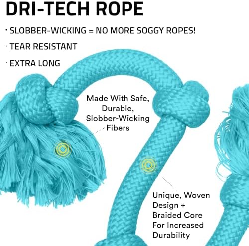 Playology Tug Rope Dog Toys for Large Breeds - Mega, Peanut Butter Scent