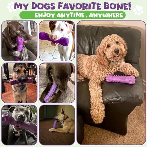 Dog Toys for Aggressive Chewers, Indestructible Dog Chewers for Medium & Large Breeds, Tough Squeaky Rubber Chew Toys to Keep Them Busy, Reduce Boredom, Teeth Cleaning, Milk Flavor