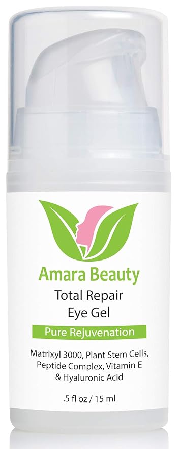 Amara Beauty Eye Cream Gel for Dark Circles and Puffiness with Peptides & Hyaluronic Acid, 0.5 fl. oz.