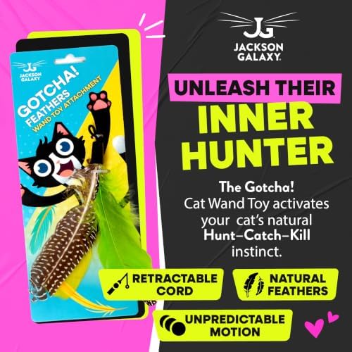 Jackson Galaxy Gotcha! Feather Wand Attachment, Cat Toy Refill
