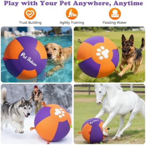 Upgrade Herding Ball for Dogs,18" Herding Ball for Australian Shepherd Collie,Border Collies,Cattle & Medium to Large Breeds,Fast-Inflating Pump,Durable & Waterproof Cover,Large Dog Toys Outdoor Play