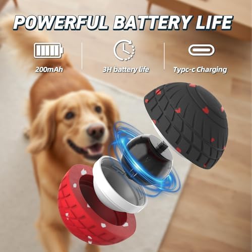 HETOO Smart Interactive Dog Ball, Remote Control Moving Dog Toys, 3.2 Inch