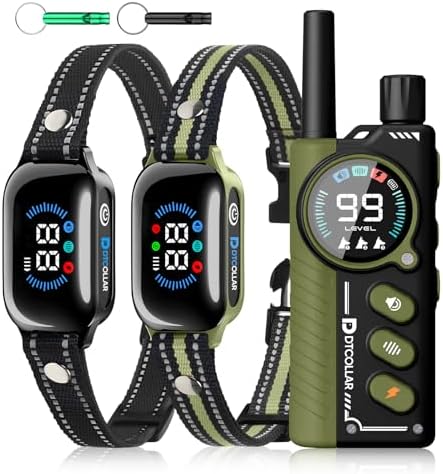 2-in-1 Bark Shock Collar 2 Pack - Smart Anti Barking Dog Training Collar with Beep/Vibration/Shock/Anti Bark 4 Modes, 3300FT IP67 Waterproof E Collar with Remote for Small Medium Large Dogs(8-120lbs)