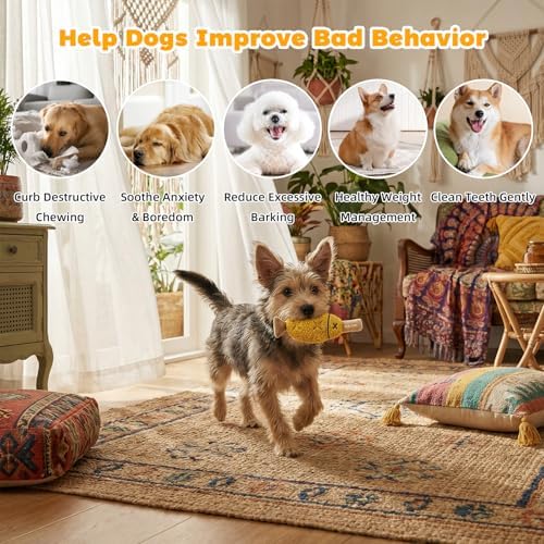 Grilled Fish Skewer Hide & Seek Plush Toy for Small Dogs & Puppies: Treat Dispensing Pocket, Squeaker and Crinkle Sounds, Tear-Resistant Chew for Aggressive Chewers