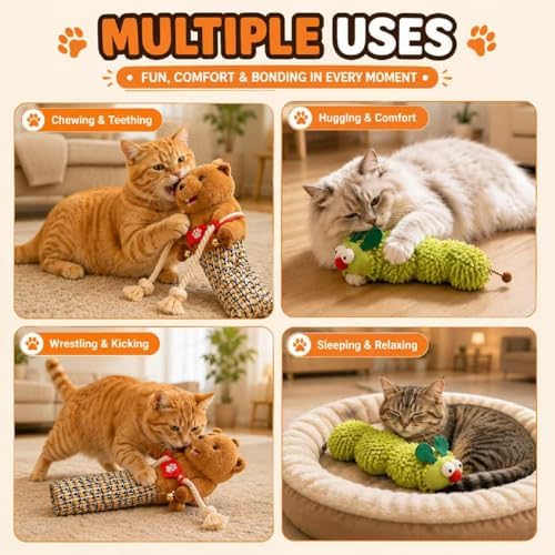 Cat Wrestling Glove Puppet - Interactive Bite Resistant Cat Toy with Arm Sleeve for Scratch Protection, Catnip Caterpillar & Bells | Fun Cat Hand Puppet Gift for Cat Lovers