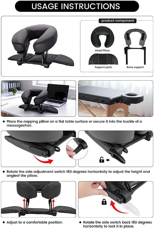 TRENDBOX Face Down Tabletop Massage Kit Adjustable Headrest Pillow