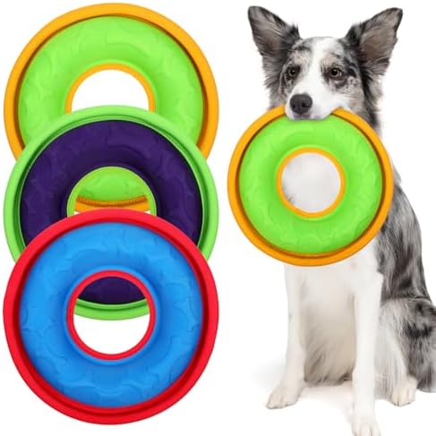 3 Pcs Pet Flying Discs - 9.05 Inch, Interactive Flyer Toys, Feedable Lightweight Catch and Fetch Toys for Small Medium Large Dogs, Floats in Water & Safe on Teeth