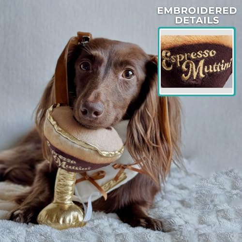 Haute Diggity Dog Espresso Muttini Plush Dog Toy, Cocktail Parody Chew Toys