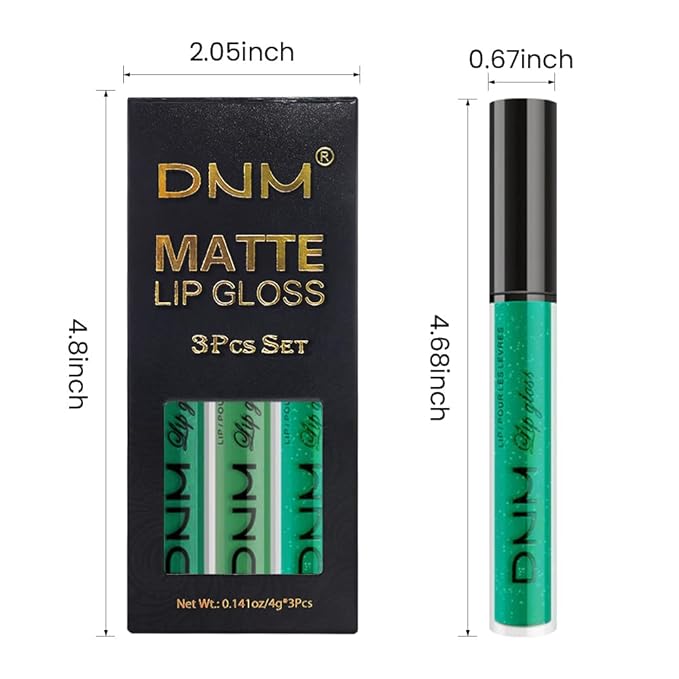 Dark Pale Teal Forest Emerald Green Matte Glitter Shimmer Shiny Liquid Lipstick Lip Stain 3pcs Set for Women Matte+Lipstick Long Lasting Waterproof 24 hr Magic Lipstick 24 Hours original (25#)