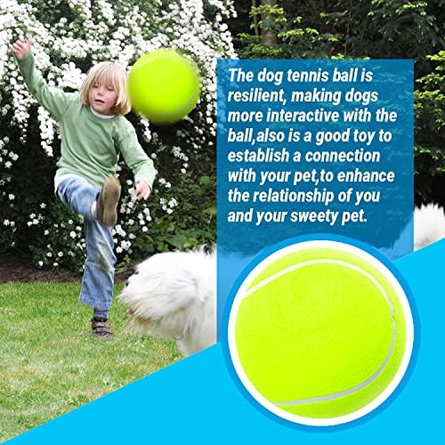 9.5" Large Dog Tennis Balls (2-Pack), Inflatable Toy with Pump