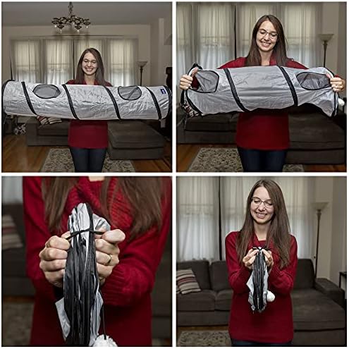 PetLike Cat Tunnel for Indoor Cats Collapsible Pop-up Pet Tube Peek Hole Hideaway Play Toys for Cats with Ball