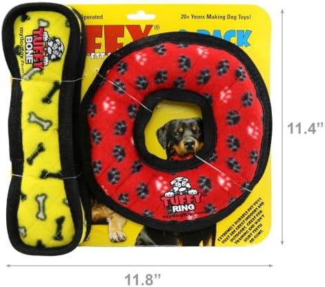 TUFFY® : 2 Pack Ring Bone Dog Toy: Ultra Durable Plush Toy with Multiple Layers & Reinforced Seams, Washable and Floats, Original Construction