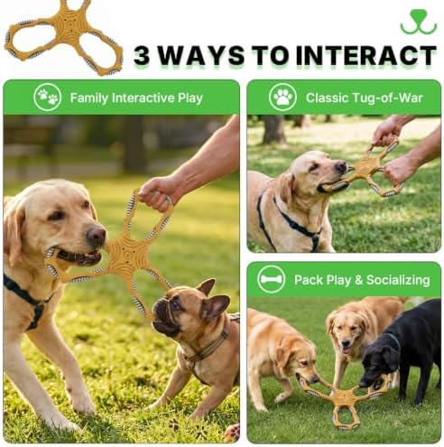 3 Way Doy Toys, Dog Tug Toy for Multiple Dogs, Dog Chew Toys, Yellow
