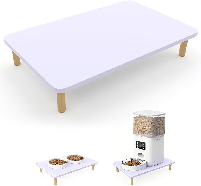 Elevated Cat Food Stand, Raised Pet Feeding Table for Cats and Dogs | Compatible with Most Bowls & Automatic Feeders, Elevated Cat Feeding Station, Cat Feeder Stand, Solid Wood, Healthy Posture L