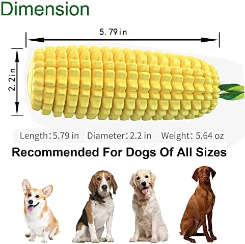 Squeaky Dog Chew Toy for Aggressive Chewers, Corn Teeth Cleaning