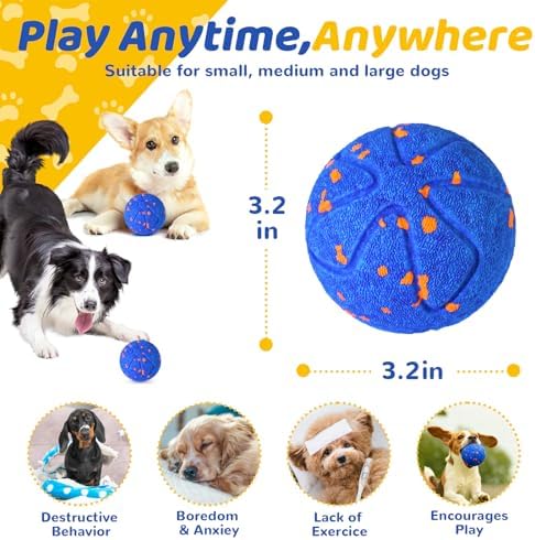 Interactive Dog Ball for Large Dogs - Dog Toys for Aggressive Chewers to Keep Them Busy, Durable E-TPU Material, 3 Play Modes Automatic Dog Balls for Medium and Large Dogs, Indoor & Outdoor
