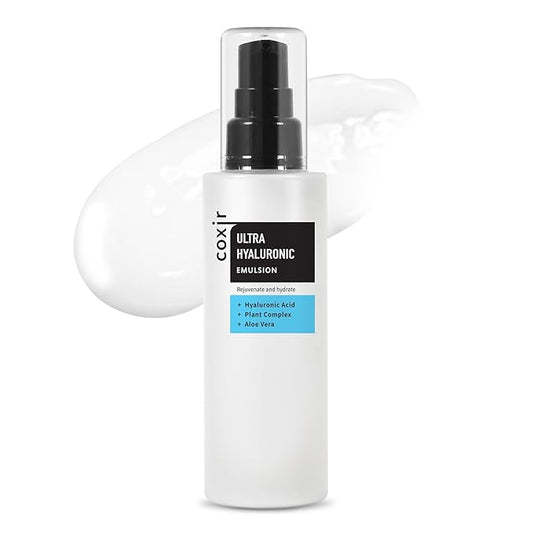 coxir ULTRA HYALURONIC EMULSION lLong-lasting Hydration Facial Moisturizer for Sensitive,Dry, Dehydrated Skin l Lightweight texture with Hyaluronic Acid, Collagen, korean skincare[3.38 fl.oz]