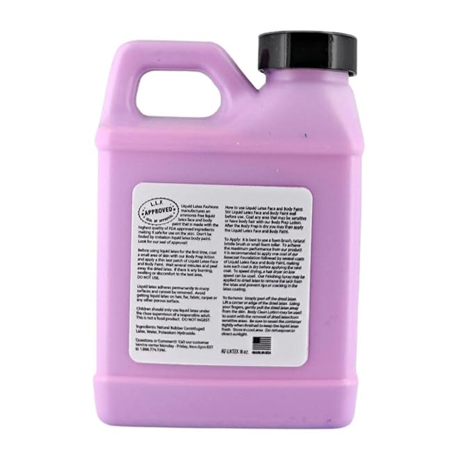 Fluorescent Violet 8 Oz - Liquid Latex Face and Body Paint, Black Light UV Reactive GLOW, Ammonia Free, Perfect for Halloween Costume, Cosplay, Concerts, Parties!