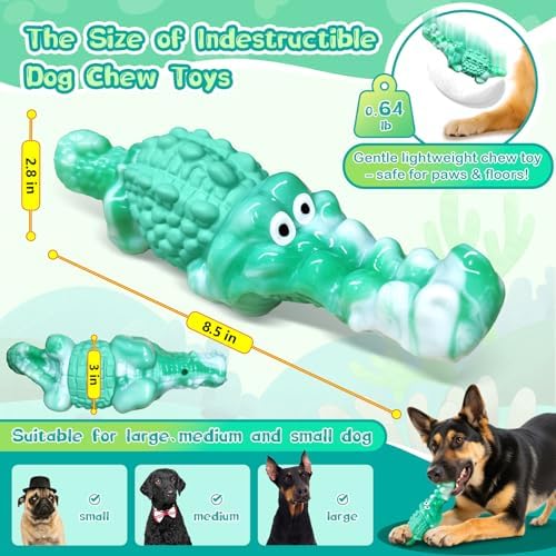 Jeefome Dog Chew Toys for Aggressive Chewers Tough Squeaky Alligator