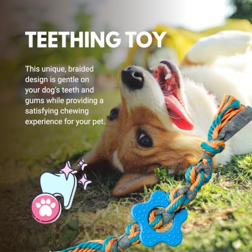 Consumable Corner - Sweater Rope Dog Toy - Braided Tug & Chew Toy - for Interactive Play, Teething & Training Durable Material - 1 Rope - Multicolor (Multi Chew Ring)
