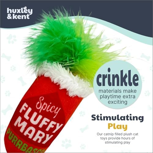 Huxley & Kent Plush Crinkle Catnip Cat Toy, Fluffy Mary, Large