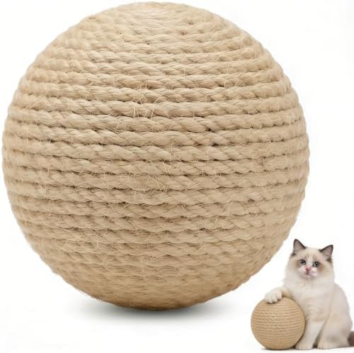 4-Inch Sisal Cat Toy Balls, Cat Toys for Indoor Cats, With Crinkle Sound