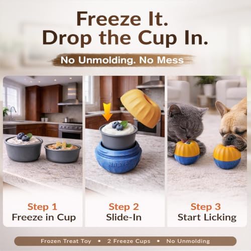 KADTC 3-in-1 Frozen Treat Toy & Dispenser Ball for Small/Tiny Dogs & Cats