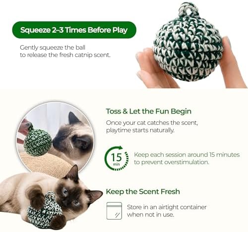 JAYU PET Green Cat Ball, 2.7 inch