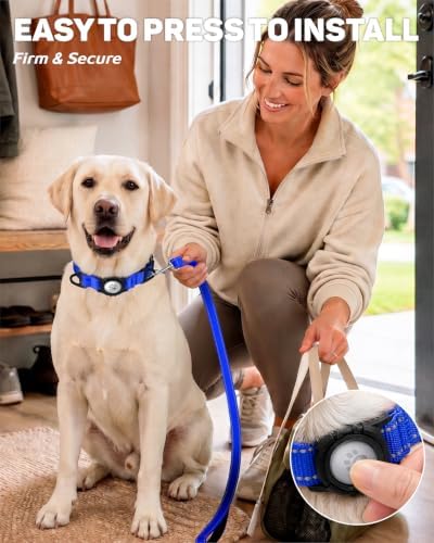 Padded Dog Collar with Waterproof Holder Compatible with Airtag