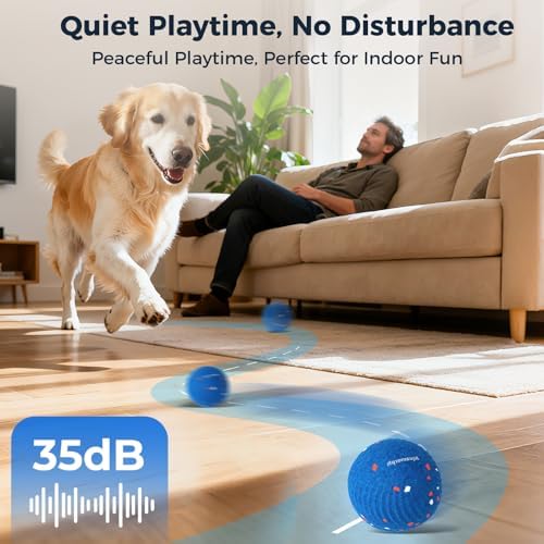2-Pack Interactive Dog Toys, Smart Automatic Bouncing Vibrating Washable Dog Ball, Durable Pet-Safe E-TPU Material, Type-C Charging, Anti Boredom Dog Toys to Keep Them Busy for Medium & Large Dogs