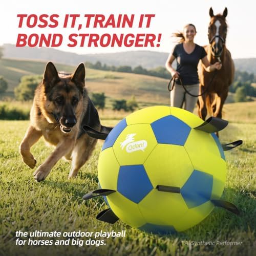 QDAN 25 Inch Herding Ball for Dog with Straps, Outdoor Dog Toys for Herding | Interactive Large Dog Herding Ball Chasing Training, Dog Ball for Border Collie, Australian Shepherd, Blue Heeler & Horses