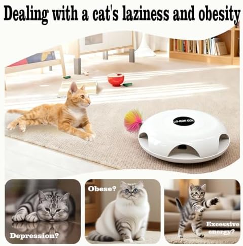 Interactive Whack-a-Mole Cat Toy — Automatic Mushroom Feather Pop-Up Play Toy for Cats, Cognitive Stimulation & Exercise, Durable Pet Entertaining Game (White)