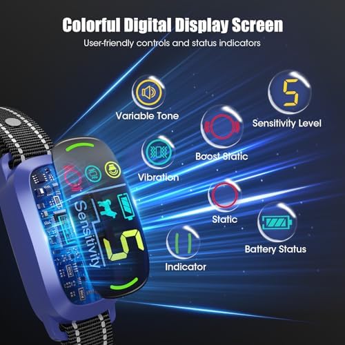 Bark Collar for Small Medium Large Dogs with 5 Training Modes, Purple | AI Bark Recognition, Effective Anti Barking Device with 5 Sensitivity Levels, Rechargeable IP67 Waterproof Anti Bark Collar