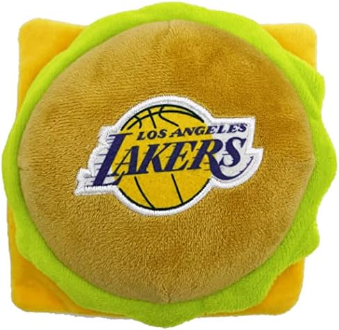 Pets First NBA Los Angeles Lakers Cheese Burger Plush Dog & CAT Squeak Toy - Cutest Stadium HAMBERGER Snack Plush Toy for Dogs & Cats with Inner Squeaker