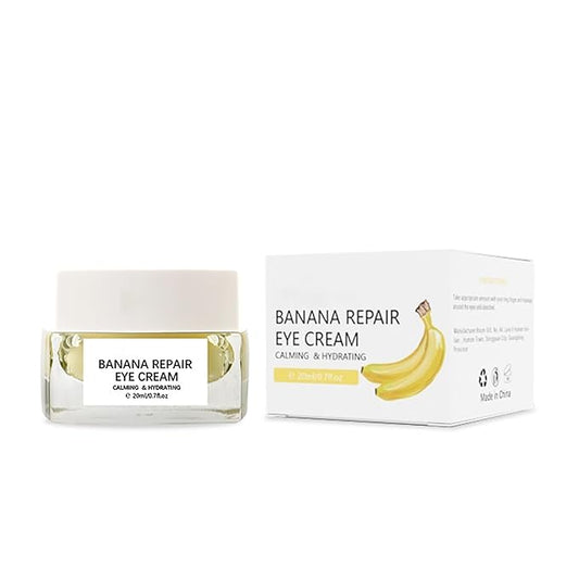 Grospe Banana Bright Eye Cream, Anti Aging Eye Cream with Squalane Dark Circle Under Eye Cream for Puffiness & Bags Moisturizing Firming & Wrinkle Repair Eye Treatment for Women & Men - 0.71 Fl Oz