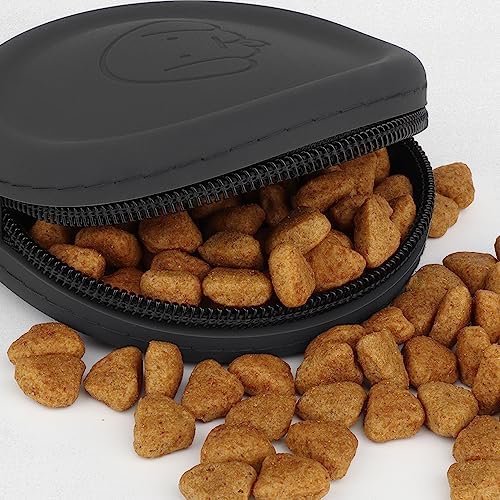 WALLFID Silicone Dog Treat Pouch Small Bag,with Pet Training Clicker,Walking Bag for Dog and Cat, Pocket Size, Easy to Clean, Odorless, Zipper Design,Moisture-Proof,Travel Walking Bag.(Black)