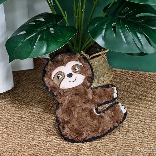 8.66 Inch Brown Sloth Squeaky Plush Dog Toy, Durable Chew Toy for Puppy Teething, Interactive Fetch Toy for Small Medium Large Dogs