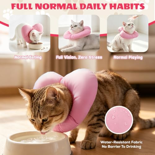 EMUST Soft Cat Cone Collar, Adjustable Recovery Cone for Cats Pink, S