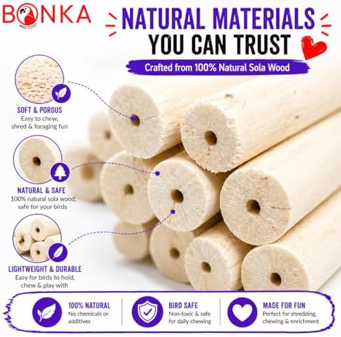 Bonka 1288 Pk6 Natural Sola Sticks 3" Bird Chew Toy for Small Birds