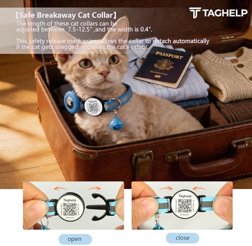 AirTag Holder Breakaway Cat Collar QR Code, Reflective Bell