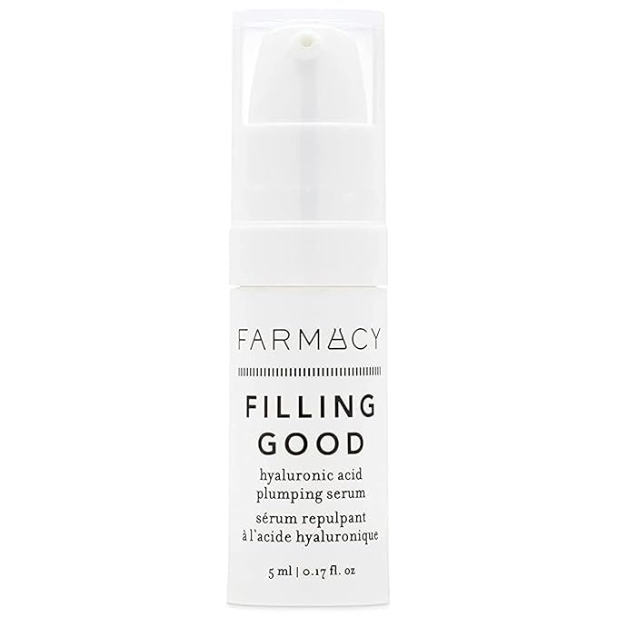 Farmacy Hyaluronic Acid Serum for Face - Filling Good Face Serum with Vegan Collagen Peptides - Helps Smooth Fine Lines + Wrinkles - Hydrating, Plumping + Anti Aging Skin Care (5ml)