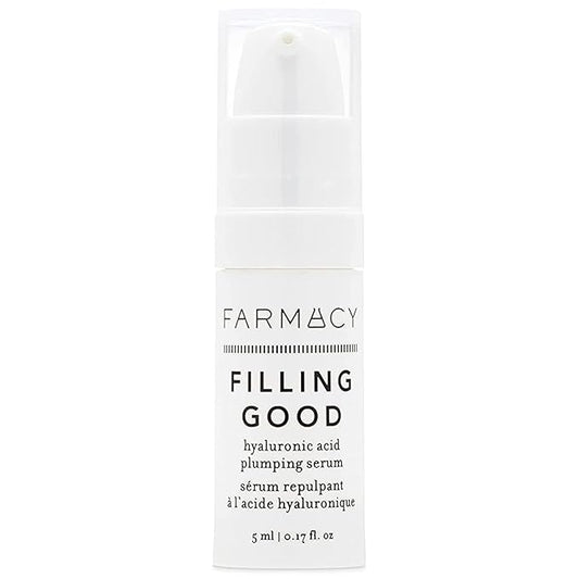 Farmacy Hyaluronic Acid Serum for Face - Filling Good Face Serum with Vegan Collagen Peptides - Helps Smooth Fine Lines + Wrinkles - Hydrating, Plumping + Anti Aging Skin Care (5ml)