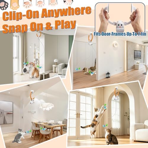 Interactive Cat Toys for Indoor Cats, Automatic Flying Bird Feather Wand Toy for Chase Exercise Enrichment, Rechargeable Durable Safe Hanging Cat Toy for Bored Kittens & Adult Cats