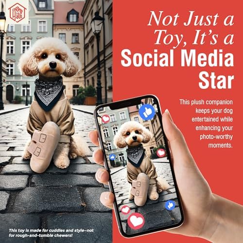 Barkenstock Grrrzona – Luxurious Parody Plush Dog Toy with Squeaker, Premium Fabric, Embroidered Details, Designer-Inspired Chew Toy, Fun Gift for Medium Dogs & Dog Lovers