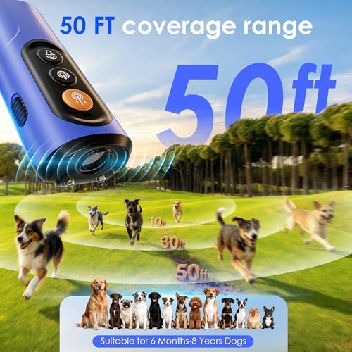 Dog Bark Deterrent Devices, Anti-Barking Device for Dogs 50-ft Range, Three Modes, Dog Barking Silencer Replaces Traditional bark Collars, Suitable for All Dogs, Indoors and Outdoors