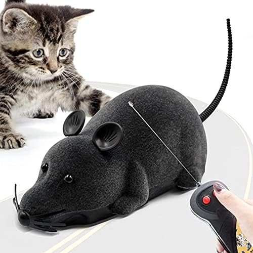 Remote Control Rat Toy, Electric RC Mouse Toy Emulation Flocking Rat Toy Interactive Cat Toys Pet Toys Funny Wireless Chasing Prank Joke Scary Trick Rats Animal for Pets Novelty Gift
